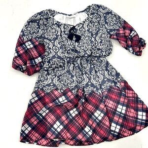 Bonnie Jean Girls Blue/Pink Floral Dress Size 14